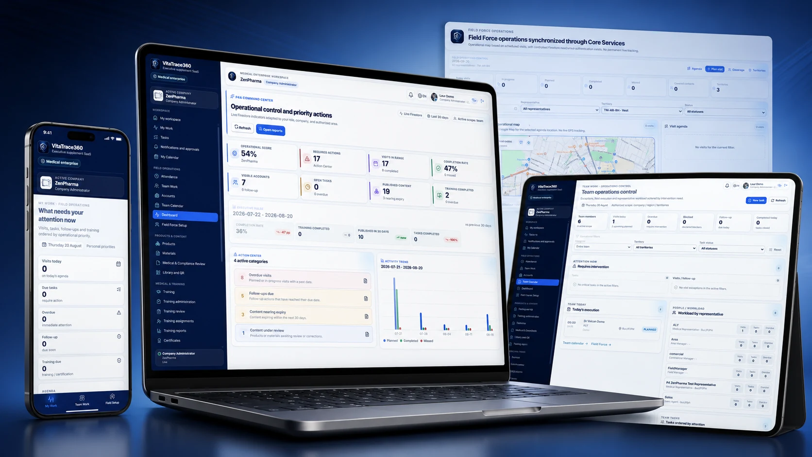 VitaTrace360 interface relevant to Operational infrastructure for life sciences
